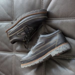 LUGZ Men’s Drifter Lo Steel Toe Oxford Black Leather Cream Stitch Boot Size 13